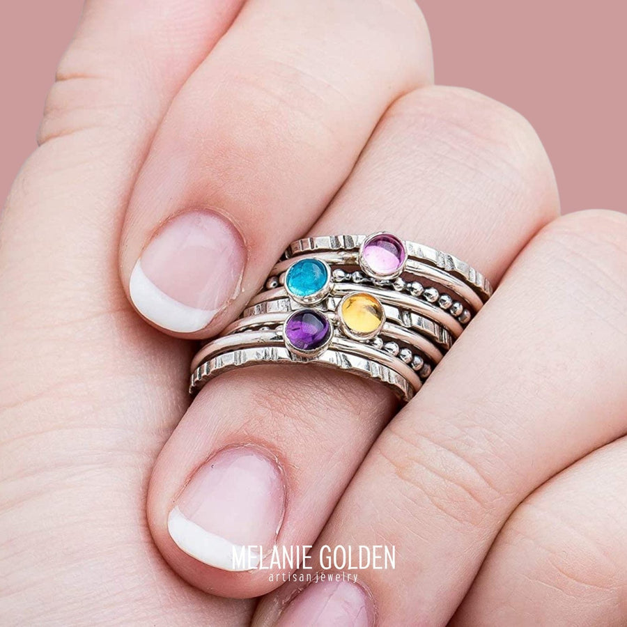 Colorful Stacking Gemstone Rings Set Of 9 - Melanie Golden Jewelry - rings, stacking rings