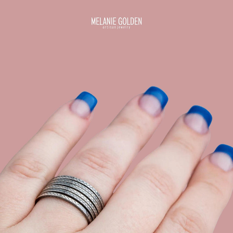 Cross Hatched Stacking Ring - Melanie Golden Jewelry