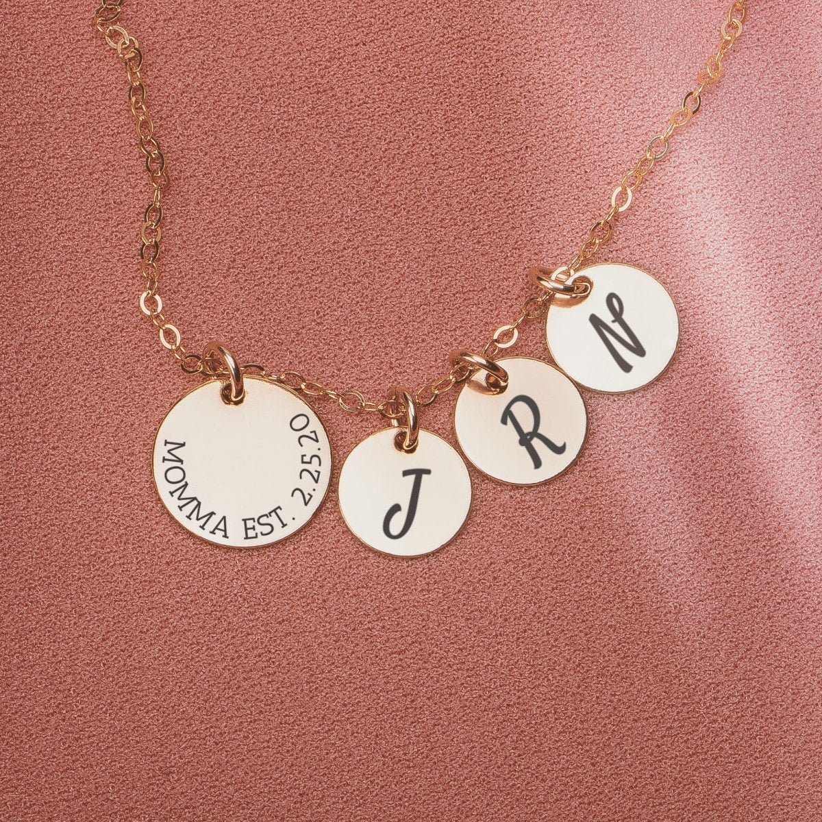 Custom Family Disc Necklace - Melanie Golden Jewelry - custom, disc necklaces, Engraved Jewelry, love, motherhood, necklace, necklaces, personalized, personalized necklace, VALENTINES
