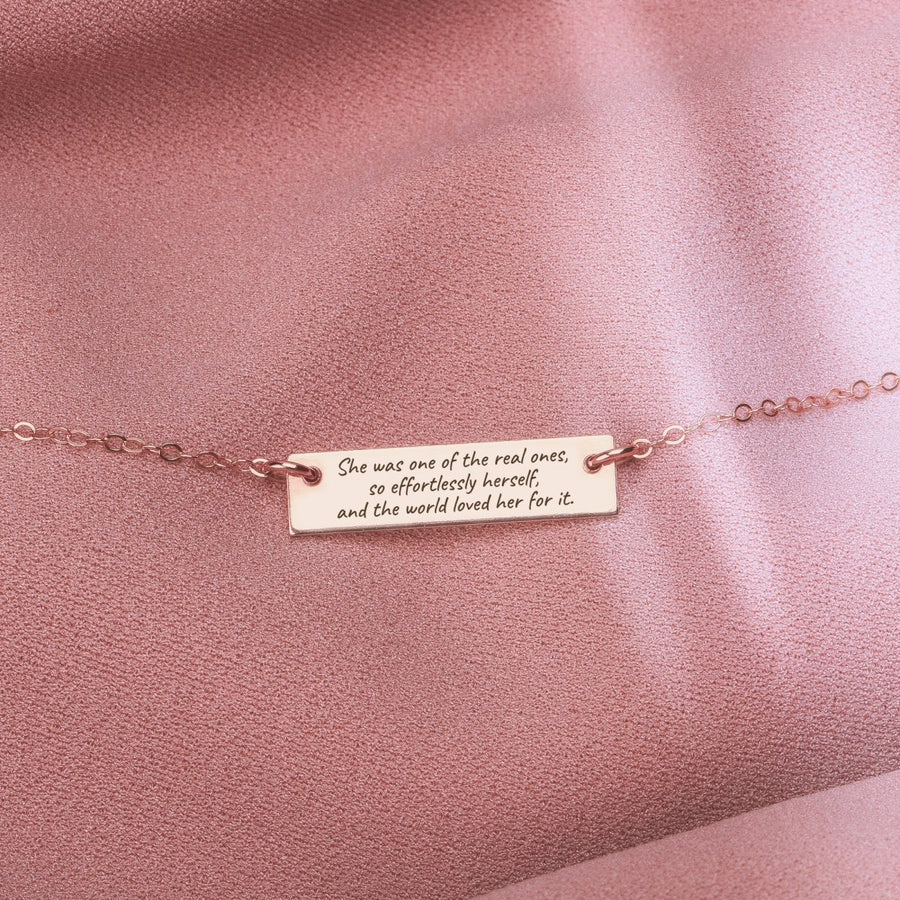 Custom Quote Bar Necklace - Melanie Golden Jewelry - _badge_BESTSELLER, bar necklaces, bestseller, Engraved Jewelry, motherhood, necklace, personalized, personalized necklace, VALENTINES