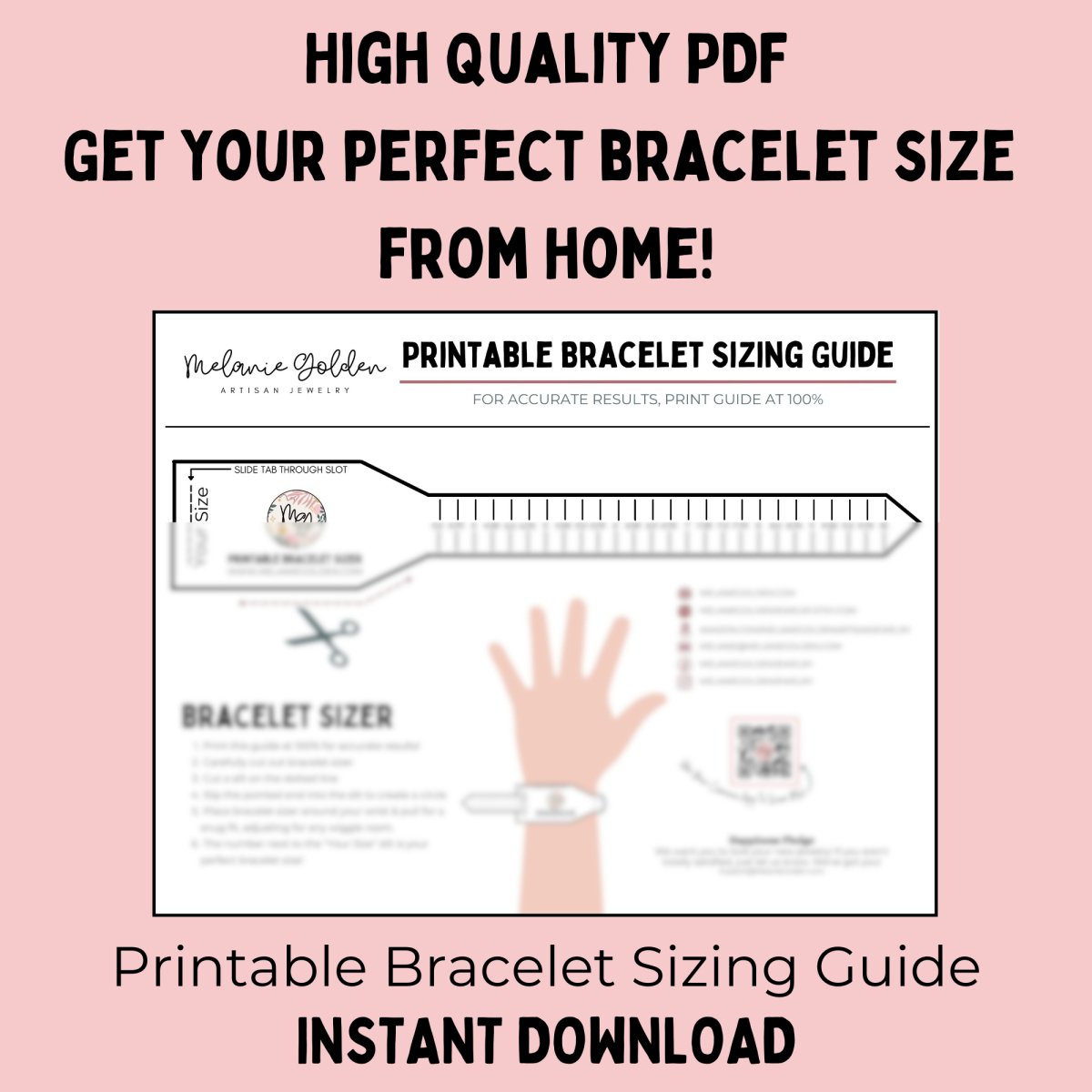 Printable Bracelet Sizer - Melanie Golden Jewelry - Digital Download - Find Your Perfect Fit