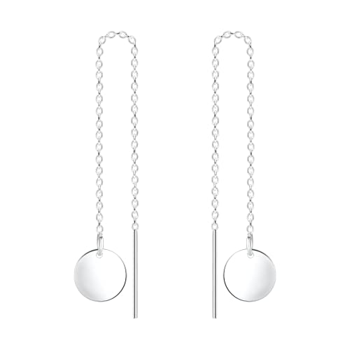 Disc Threader Chain Earrings - Melanie Golden Jewelry - dangle earrings, earrings, threader, threader earrings