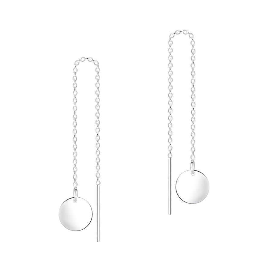 Disc Threader Chain Earrings - Melanie Golden Jewelry - dangle earrings, earrings, threader, threader earrings