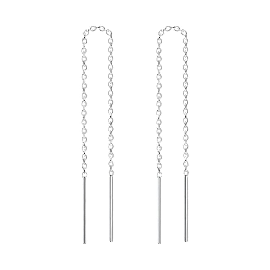 Double Bar Threader Chain Earrings - Melanie Golden Jewelry - dangle earrings, earrings, threader, threader earrings