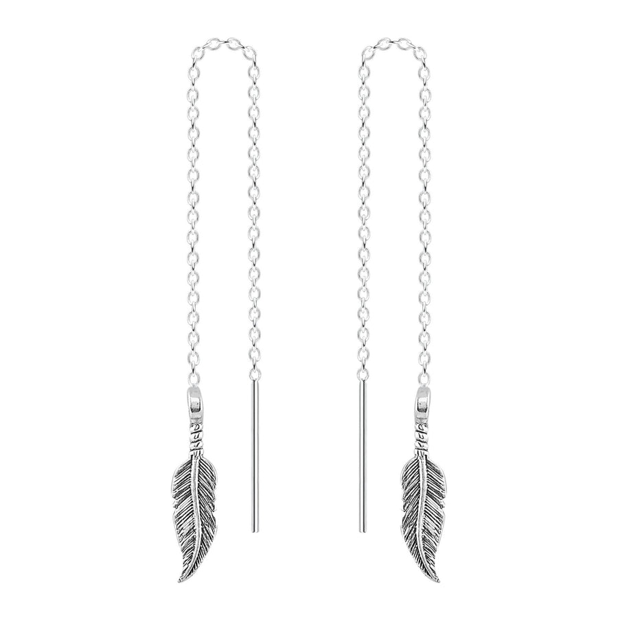 Feather Threader Chain Earrings - Melanie Golden Jewelry