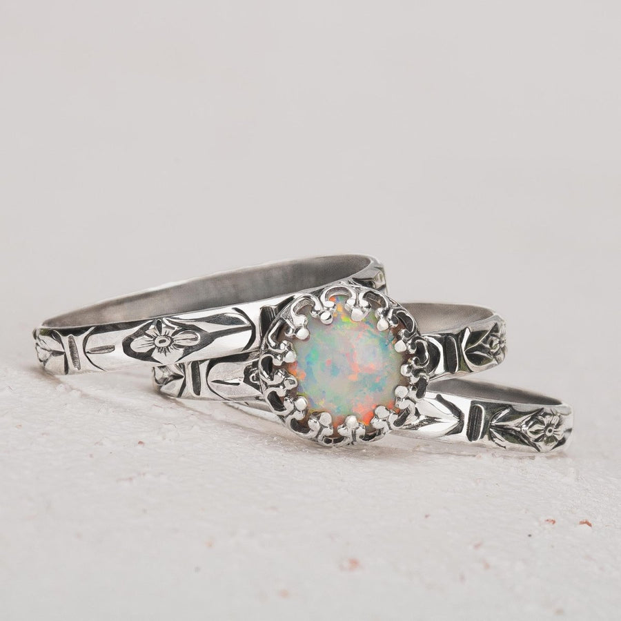 Floral Opal Stacking Rings - Melanie Golden Jewelry