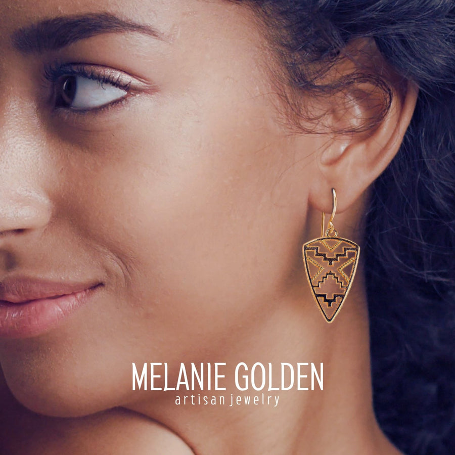 Gold Aztec Earrings - Melanie Golden Jewelry - dangle earrings, earrings