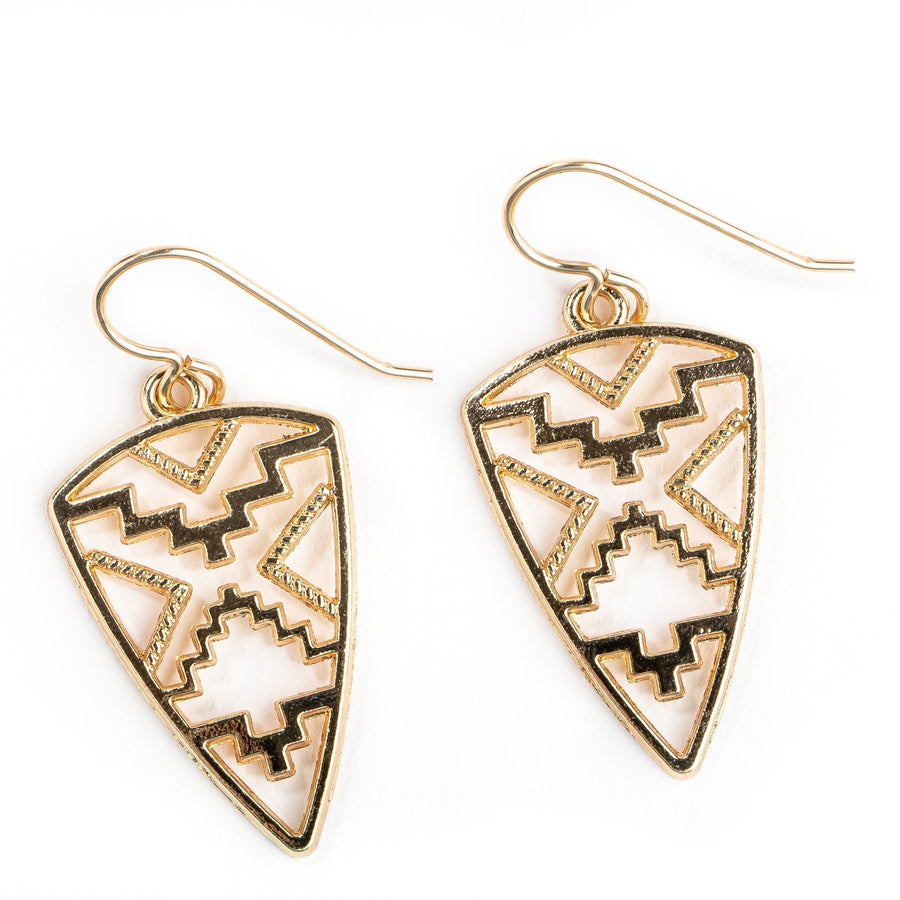 Gold Aztec Earrings - Melanie Golden Jewelry - dangle earrings, earrings