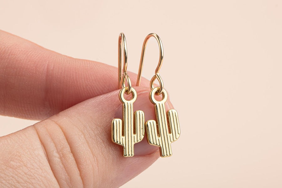 Gold Cactus Earrings - Melanie Golden Jewelry - dangle earrings, earrings