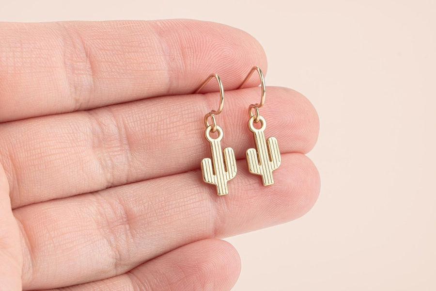 Gold Cactus Earrings - Melanie Golden Jewelry - dangle earrings, earrings