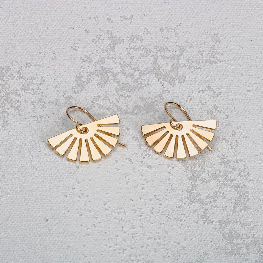 Gold Fan Earrings - Melanie Golden Jewelry - dangle earrings, earrings