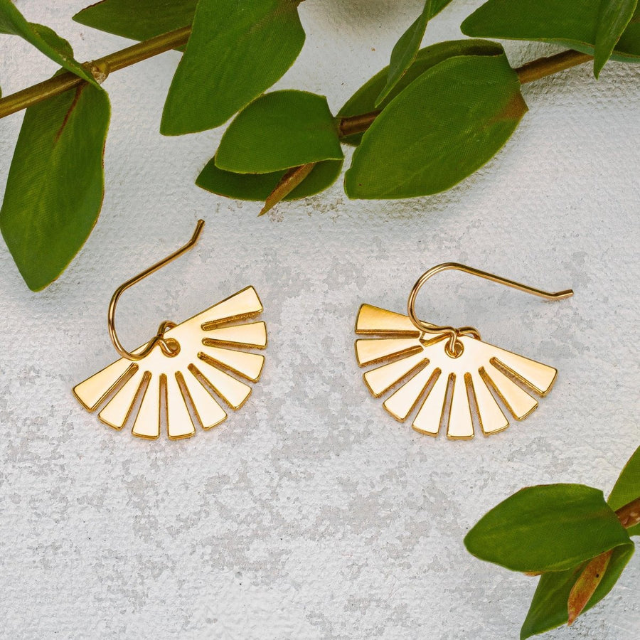 Gold Fan Earrings - Melanie Golden Jewelry