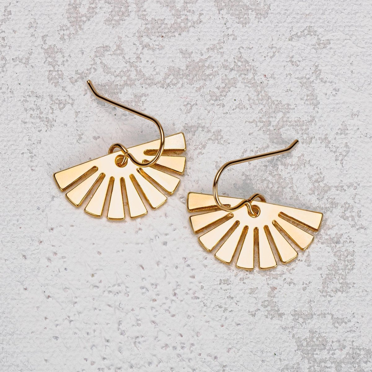 Gold Fan Earrings - Melanie Golden Jewelry - dangle earrings, earrings