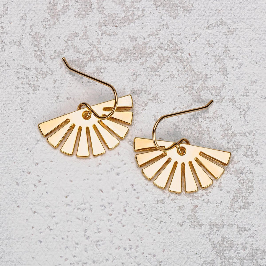 Gold Fan Earrings - Melanie Golden Jewelry - dangle earrings, earrings