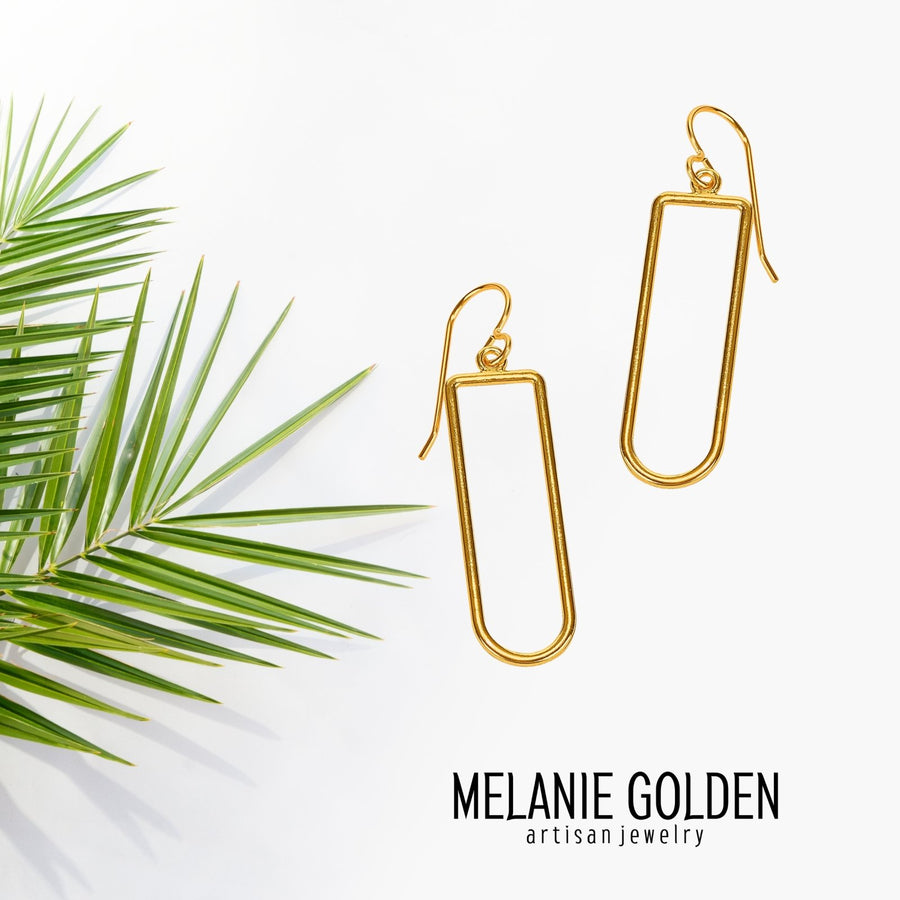 Gold Oval Drop Earrings - Melanie Golden Jewelry