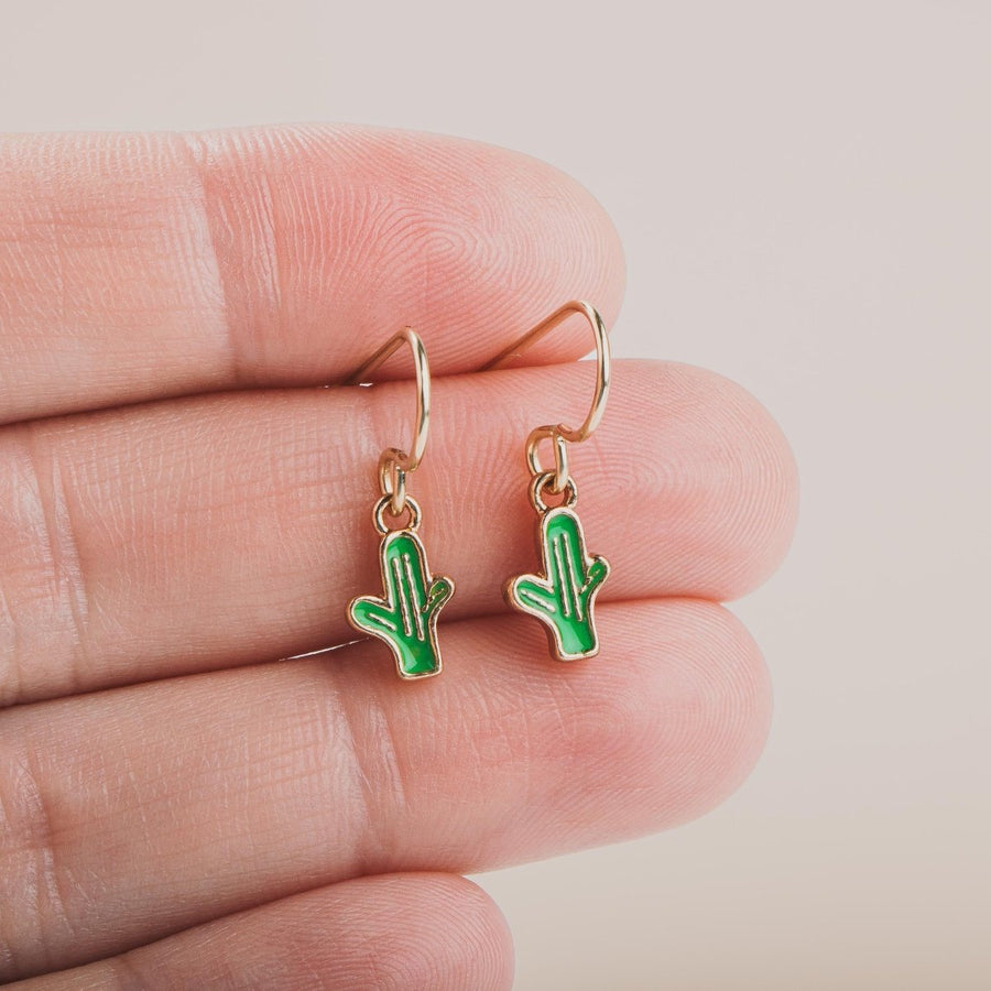 Green Cactus Earrings - Melanie Golden Jewelry - dangle earrings, earrings