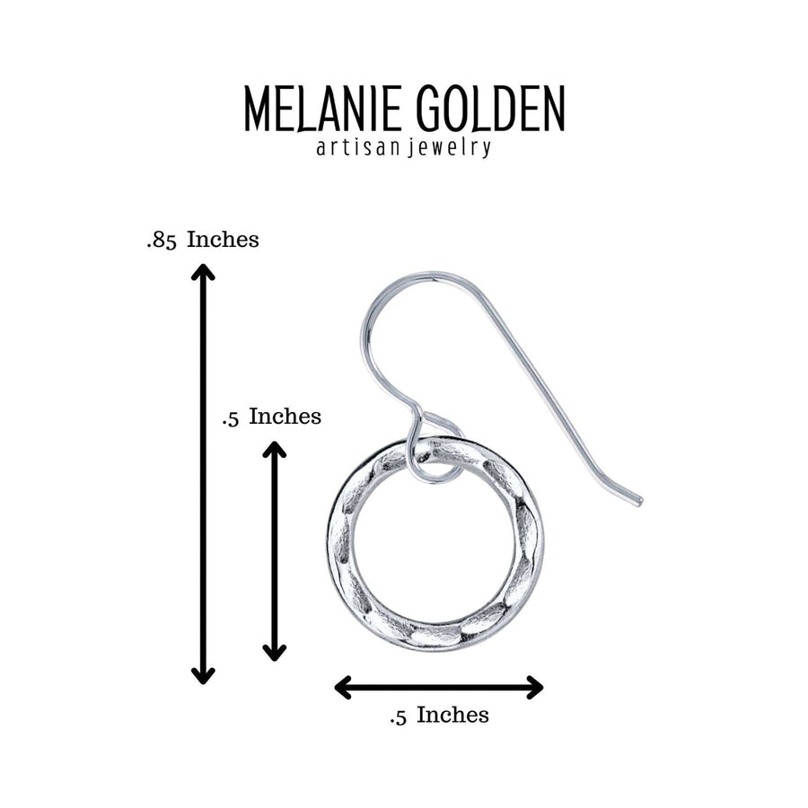Hammered Open Circle Dangle Earrings - Melanie Golden Jewelry - dangle earrings, drop earrings, earrings, minimal, minimal jewelry