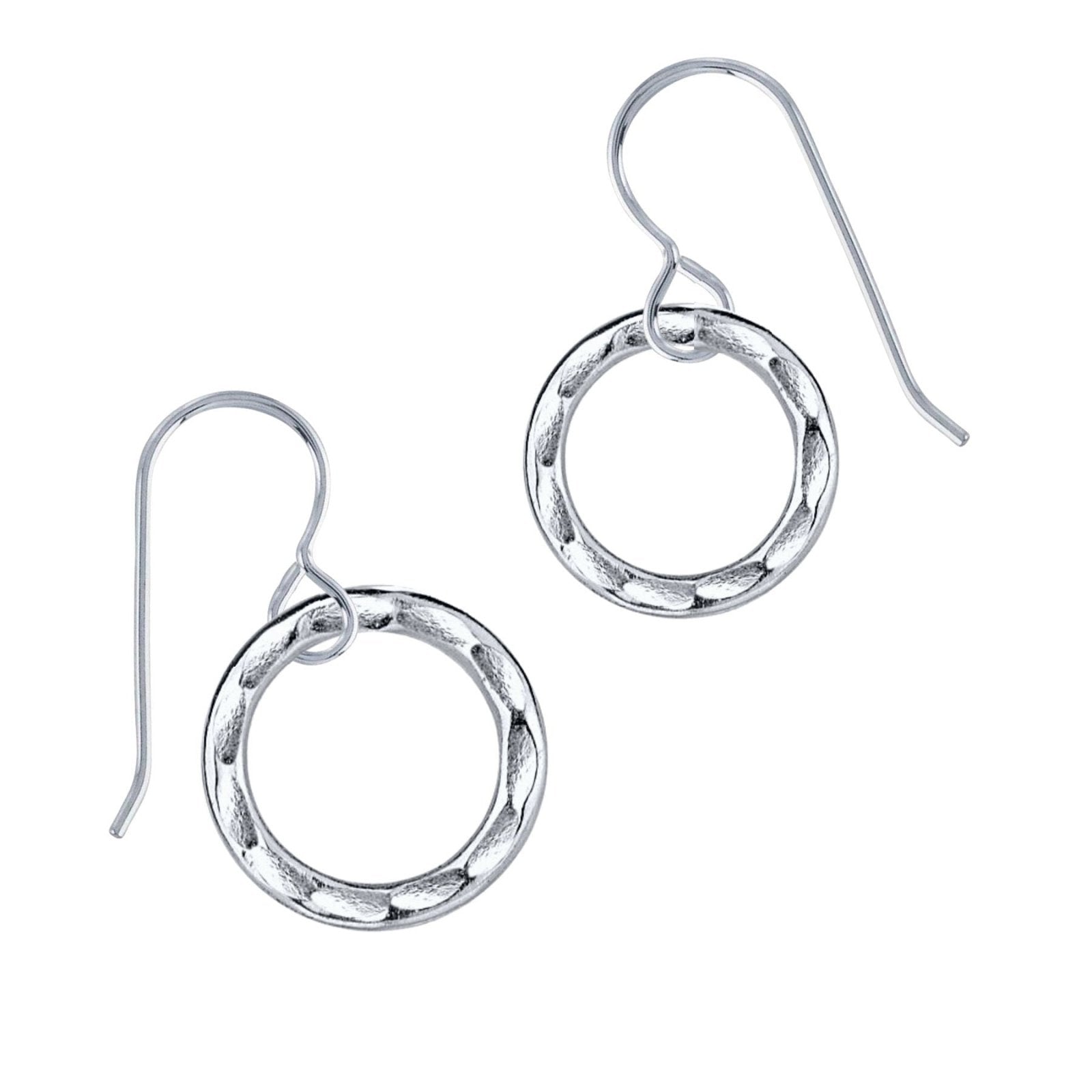 Hammered Open Circle Dangle Earrings - Melanie Golden Jewelry - dangle earrings, drop earrings, earrings, minimal, minimal jewelry
