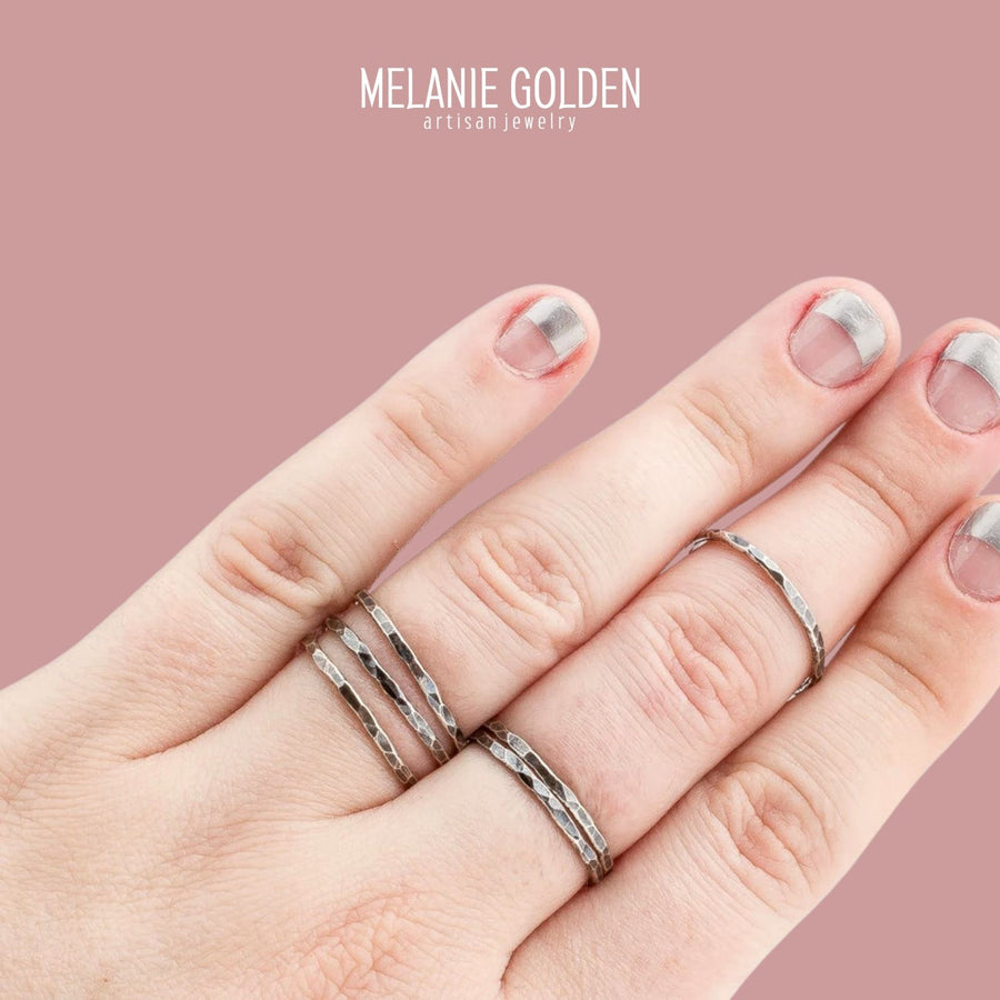 Hammered Stacking Rings | Oxidized Silver - Melanie Golden Jewelry - rings, silver, stacking rings