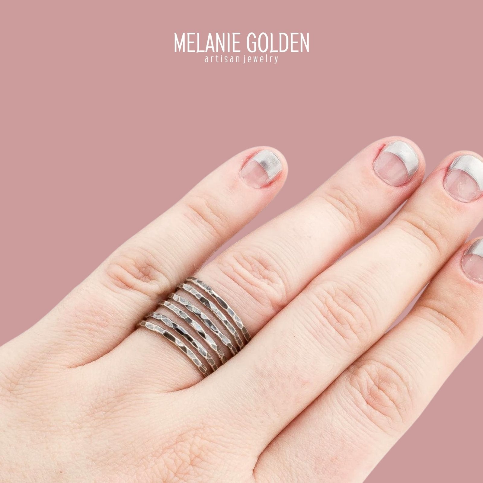 Hammered Stacking Rings | Oxidized Silver - Melanie Golden Jewelry - rings, silver, stacking rings