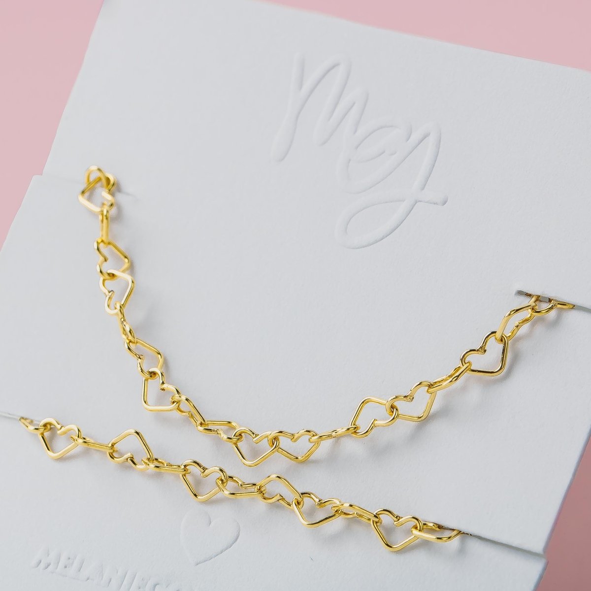 Heart Link Chain Anklet - Melanie Golden Jewelry - _badge_new, anklets, bridal, chain anklets, for the bride, love, motherhood, new, wedding