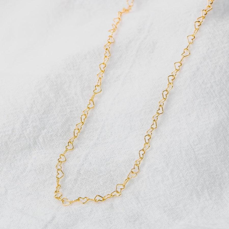 Heart Link Chain Necklace - Melanie Golden Jewelry - _badge_new, bridal, chain necklaces, essential chains, everyday essentials, for the bride, love, motherhood, necklaces, new, wedding