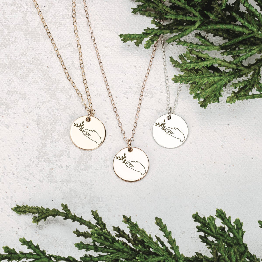 Lady of the Forest Necklace - Melanie Golden Jewelry - Engraved Jewelry, flora, minimal minimal necklace, minimal necklace, mystic, necklace, necklaces
