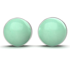 Lime Green Chrysoprase Gemstone Stud Earrings - Melanie Golden Jewelry