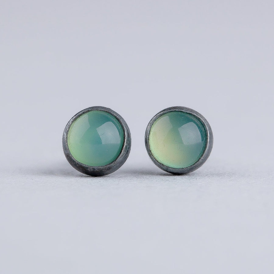 Lime Green Chrysoprase Gemstone Stud Earrings - Melanie Golden Jewelry