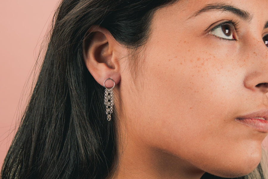 Lumi Chain Tassel Earrings - Melanie Golden Jewelry - _badge_new, dangle earrings, earrings, new, stud, stud earrings