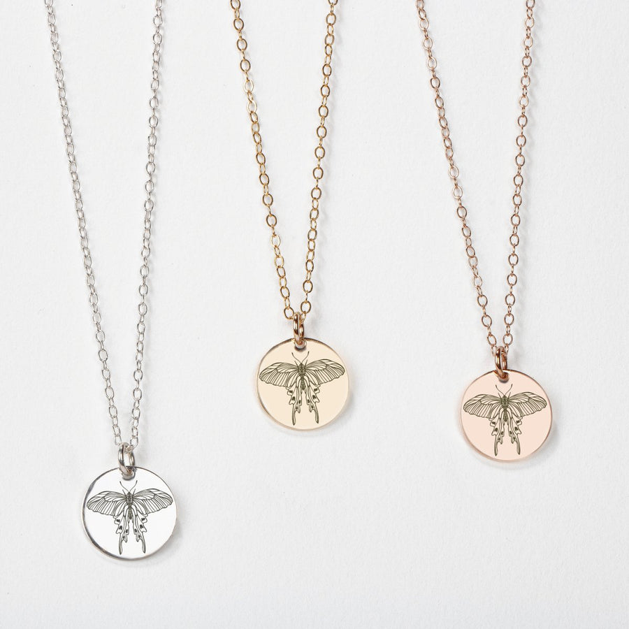 Luna Moth Disc Necklace - Melanie Golden Jewelry