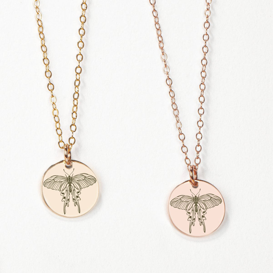 Luna Moth Disc Necklace - Melanie Golden Jewelry