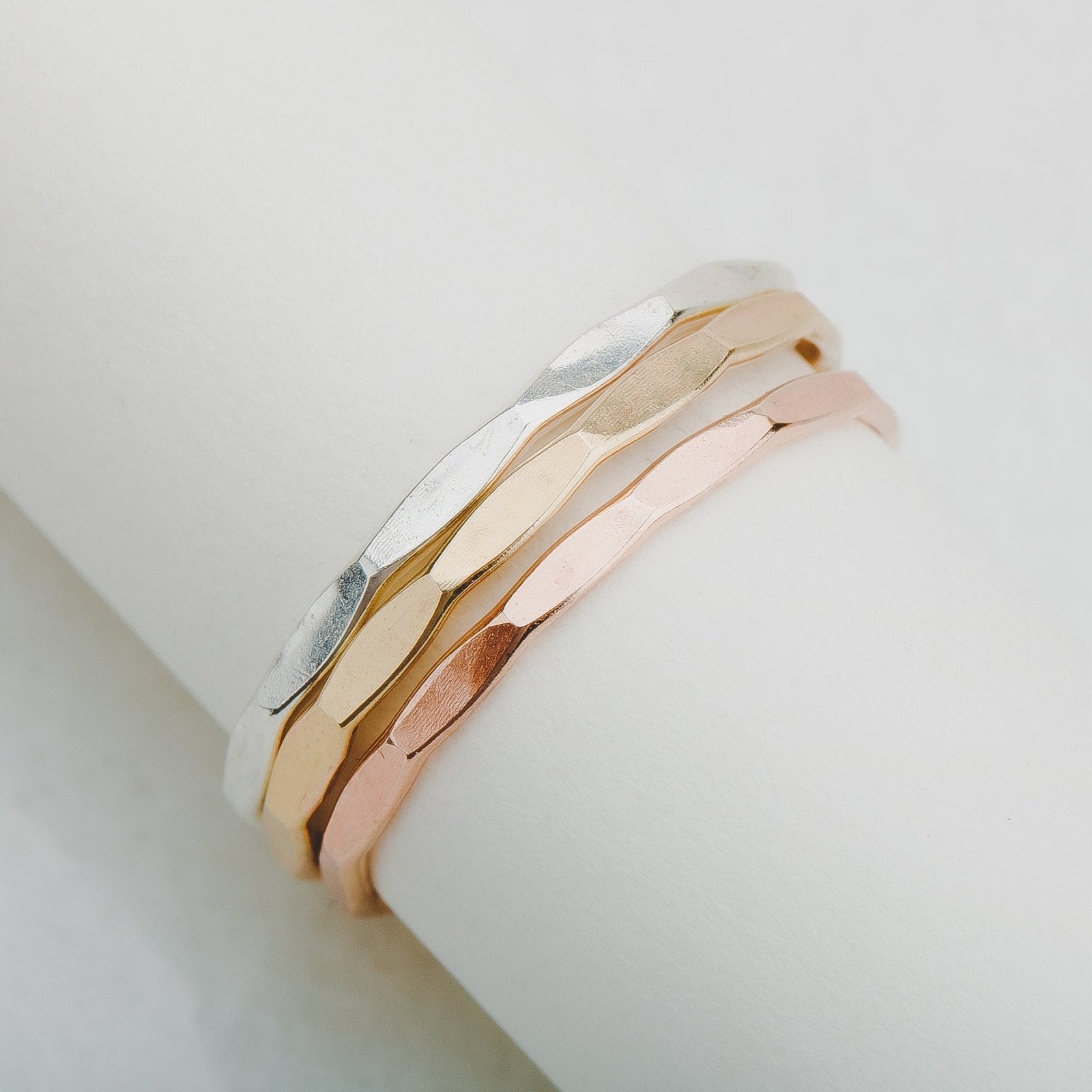 Mirror Hammered Stacking Ring - Melanie Golden Jewelry - rings, stacking rings