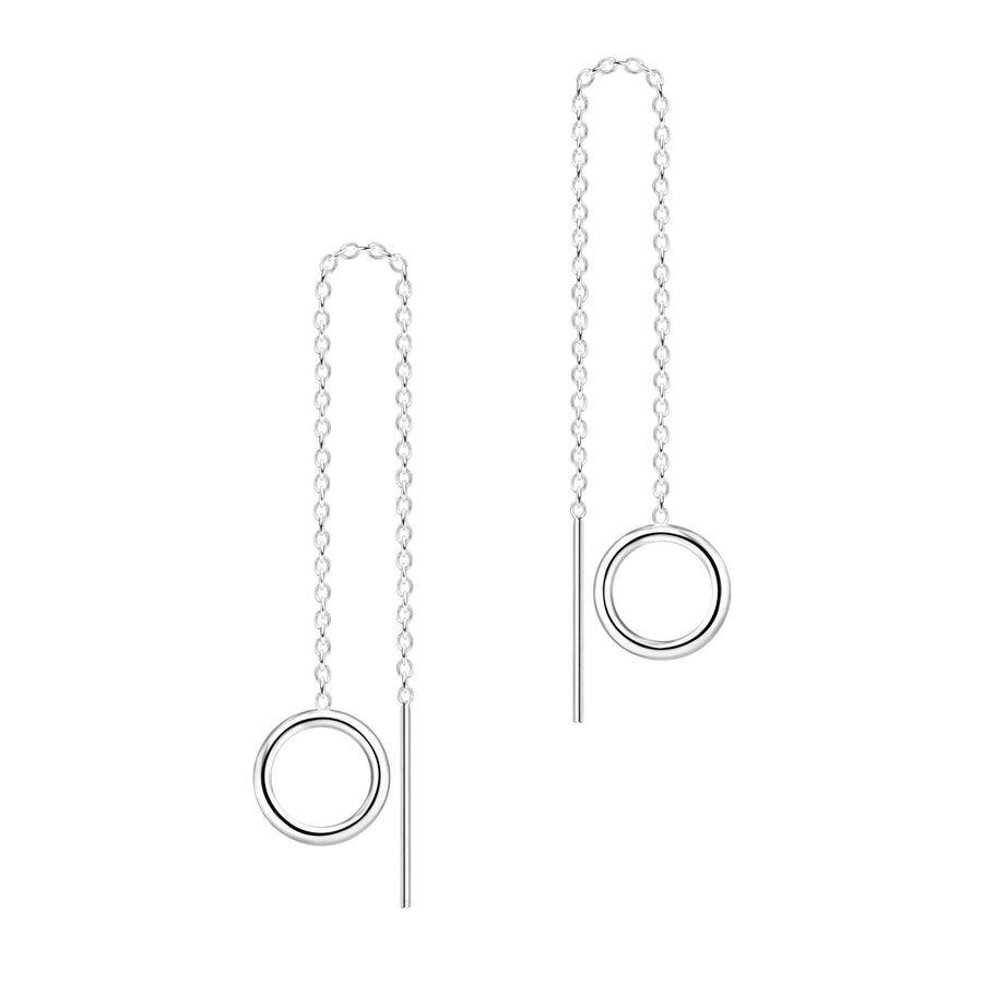 Open Circle Threader Chain Earrings - Melanie Golden Jewelry