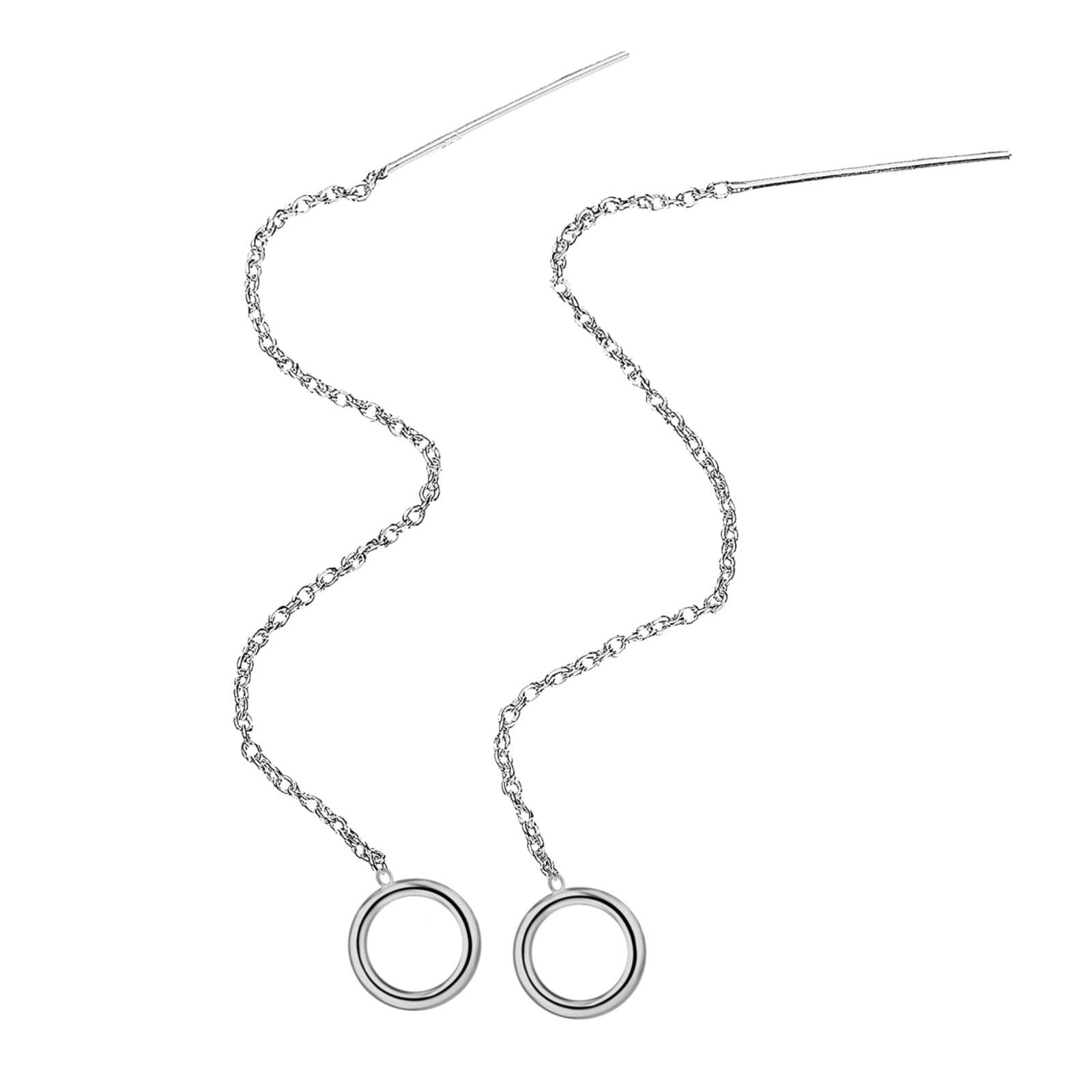 Open Circle Threader Chain Earrings - Melanie Golden Jewelry - dangle earrings, earrings, threader, threader earrings