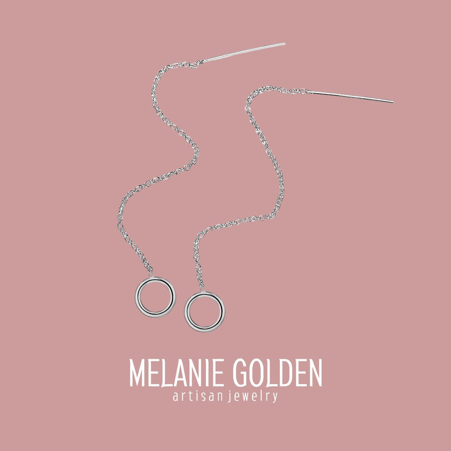 Open Circle Threader Chain Earrings - Melanie Golden Jewelry