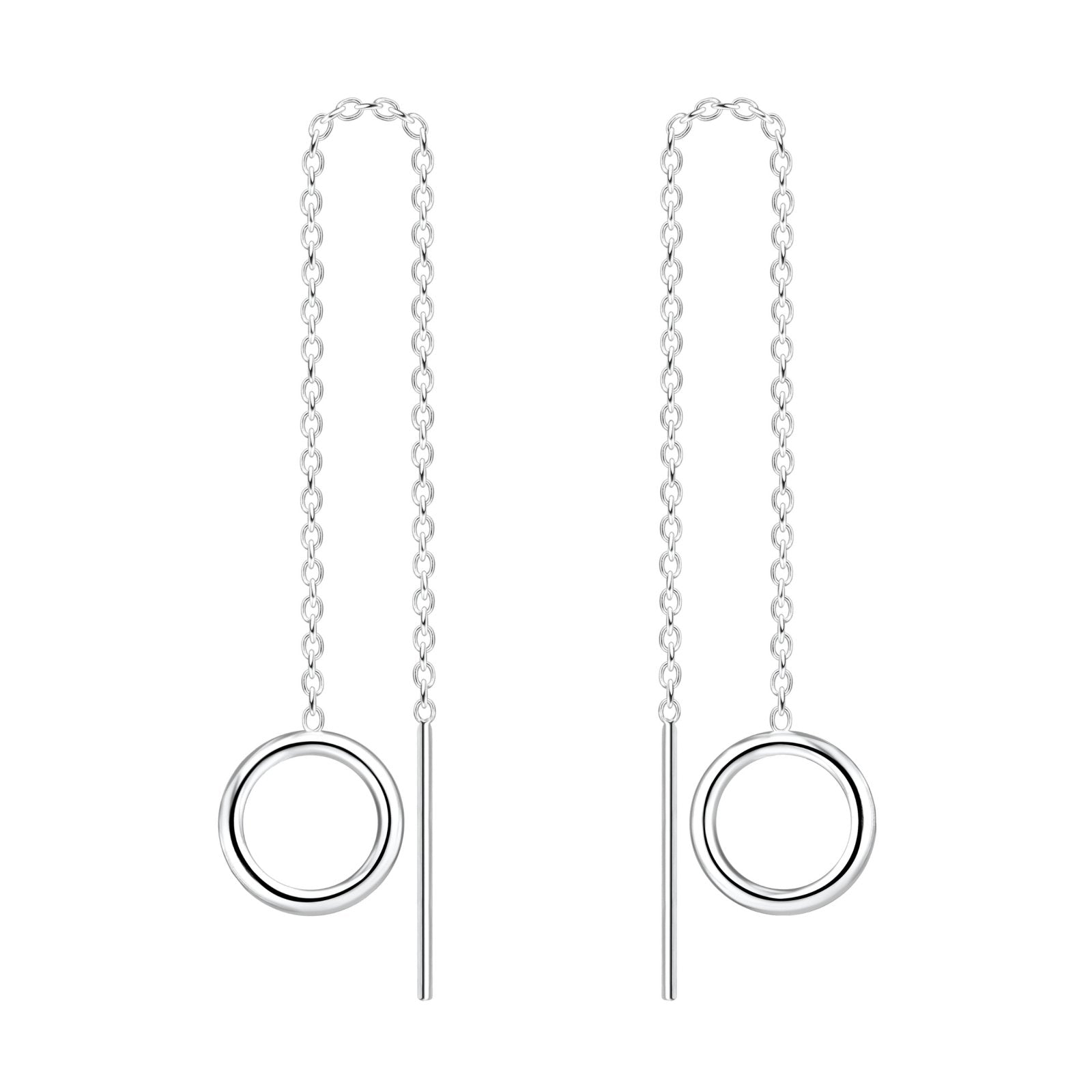 Open Circle Threader Chain Earrings - Melanie Golden Jewelry - dangle earrings, earrings, threader, threader earrings