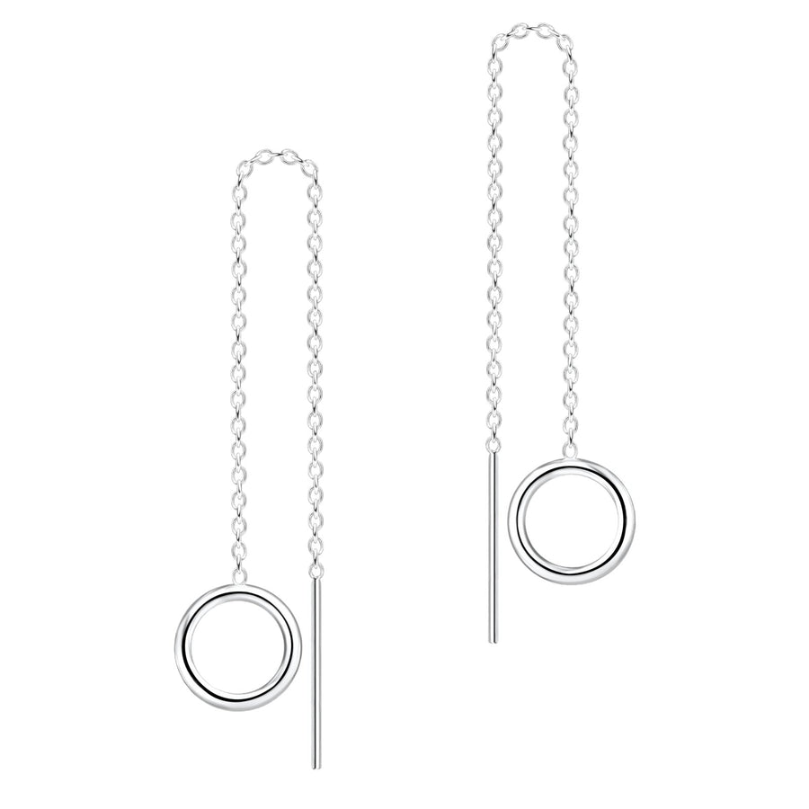 Open Circle Threader Chain Earrings - Melanie Golden Jewelry - dangle earrings, earrings, threader, threader earrings