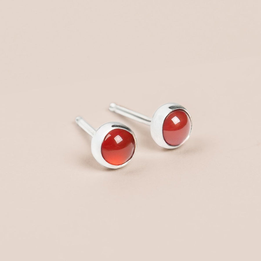 Orange Carnelian Gemstone Stud Earrings - Melanie Golden Jewelry