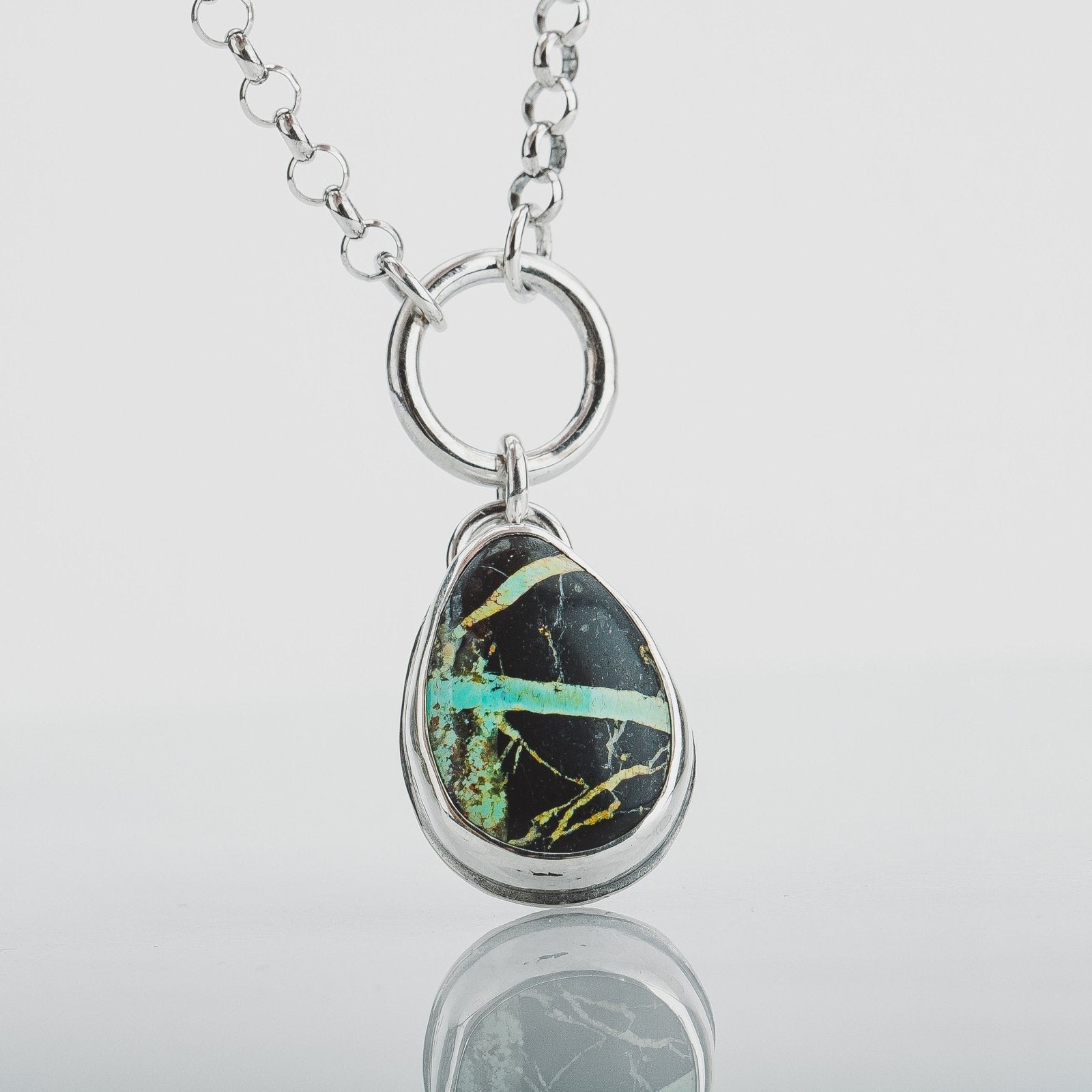 Orbit Necklace | Black Jack Turquoise - Melanie Golden Jewelry - gemstone necklaces, necklaces