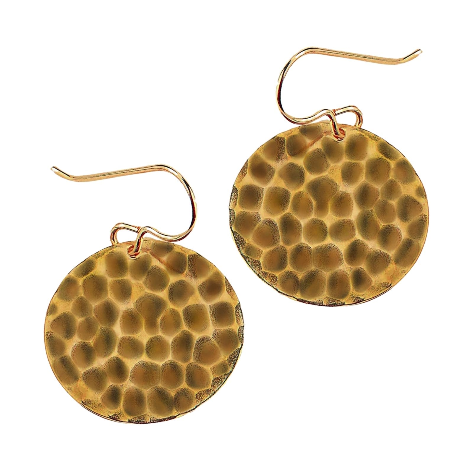 Oxidized Brass Hammered Disc Dangle Earrings - Melanie Golden Jewelry - dangle earrings, earrings