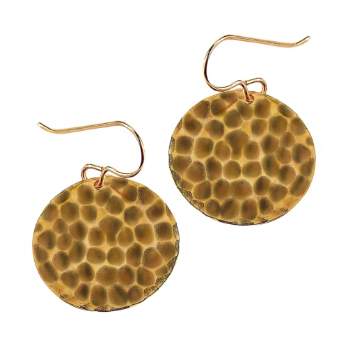 Oxidized Brass Hammered Disc Dangle Earrings - Melanie Golden Jewelry - dangle earrings, earrings