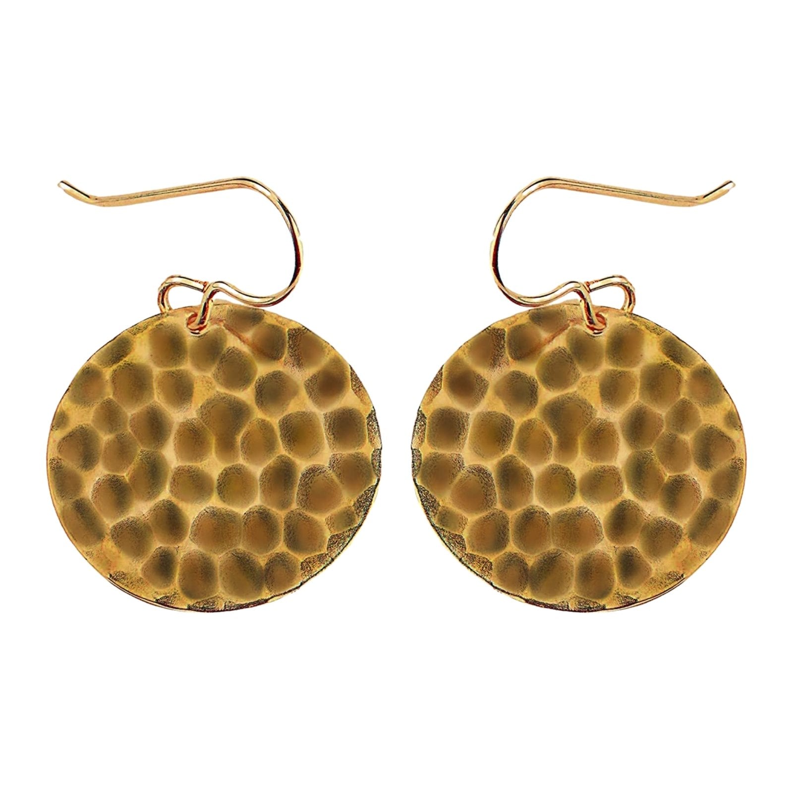 Oxidized Brass Hammered Disc Dangle Earrings - Melanie Golden Jewelry - dangle earrings, earrings