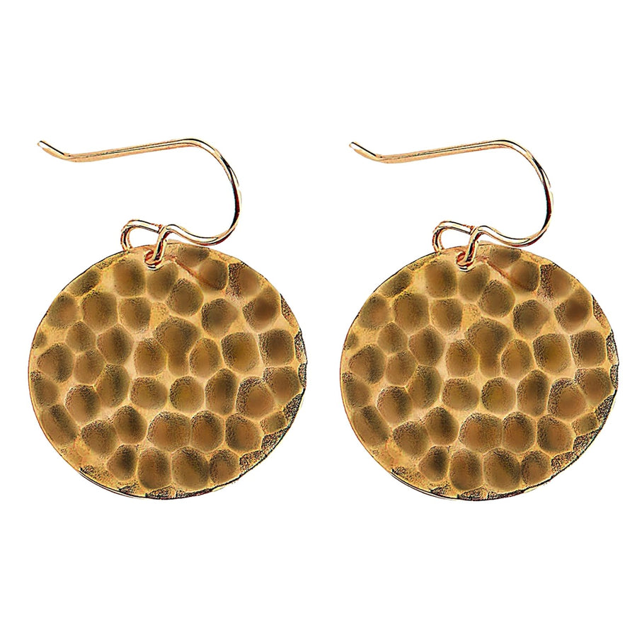 Oxidized Brass Hammered Disc Dangle Earrings - Melanie Golden Jewelry