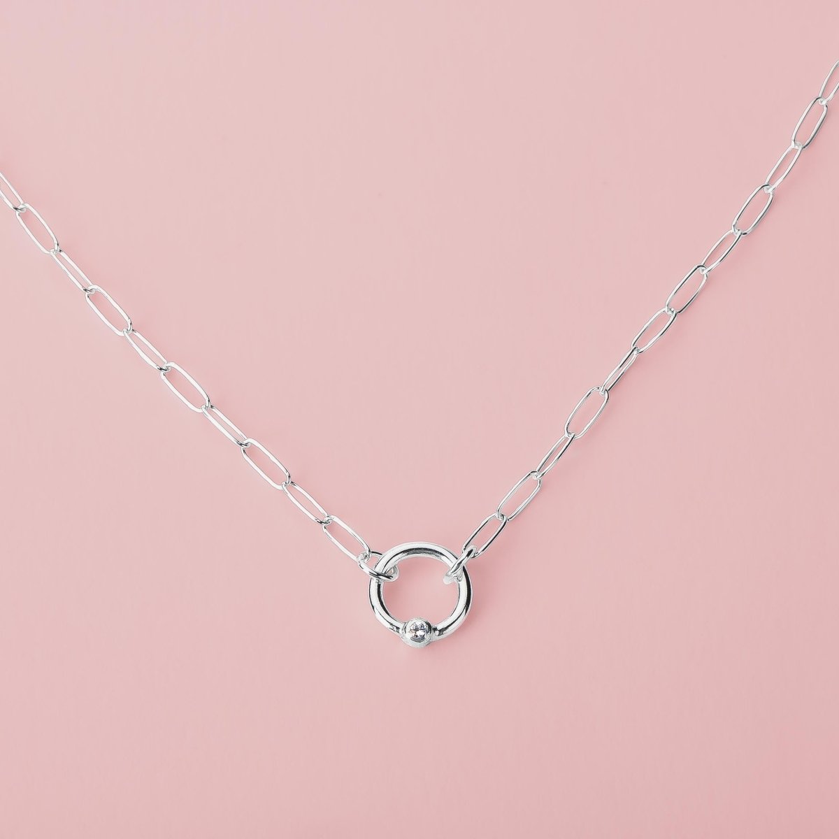 Paperclip Chain Diamond Orbit Necklace