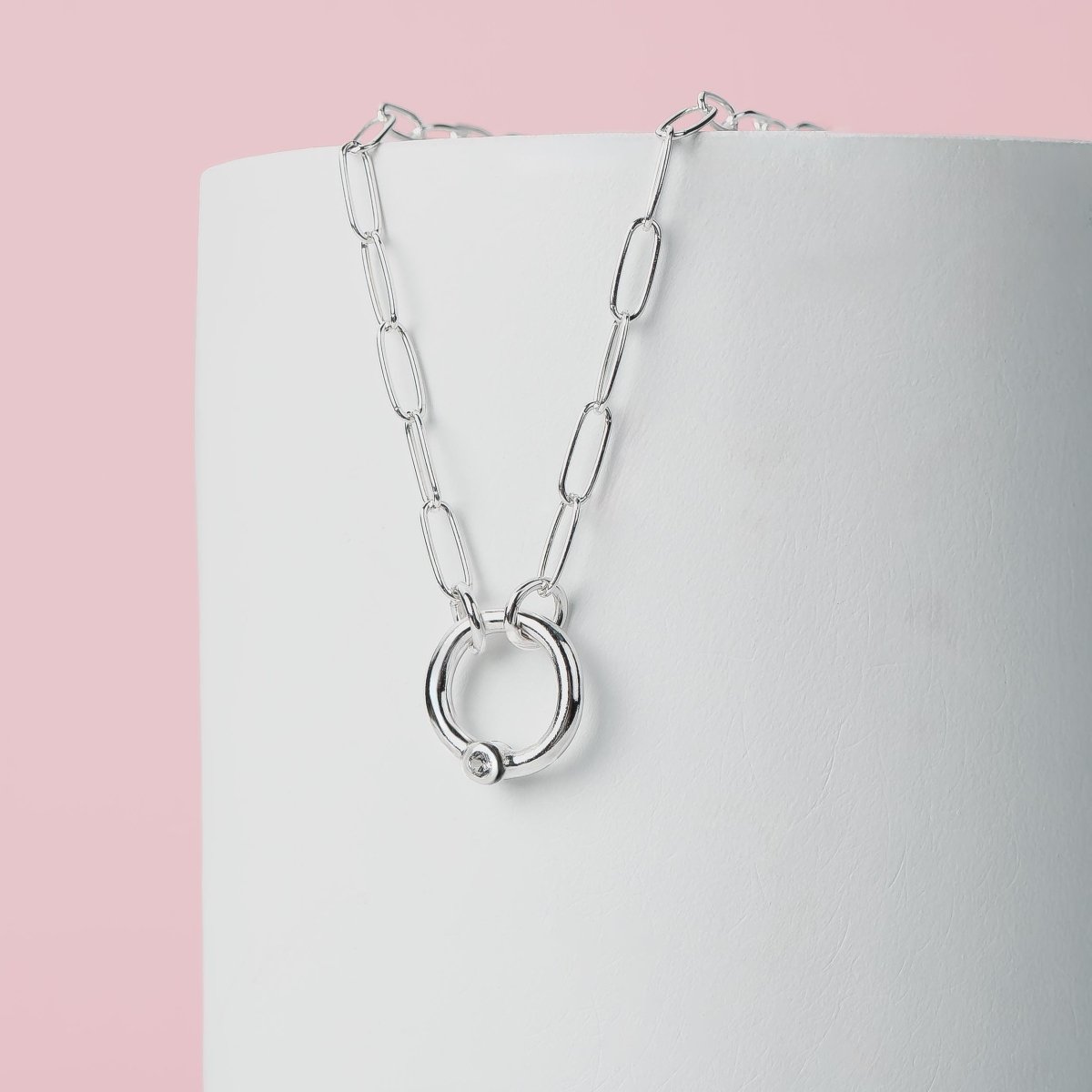 Paperclip Chain Diamond Orbit Necklace