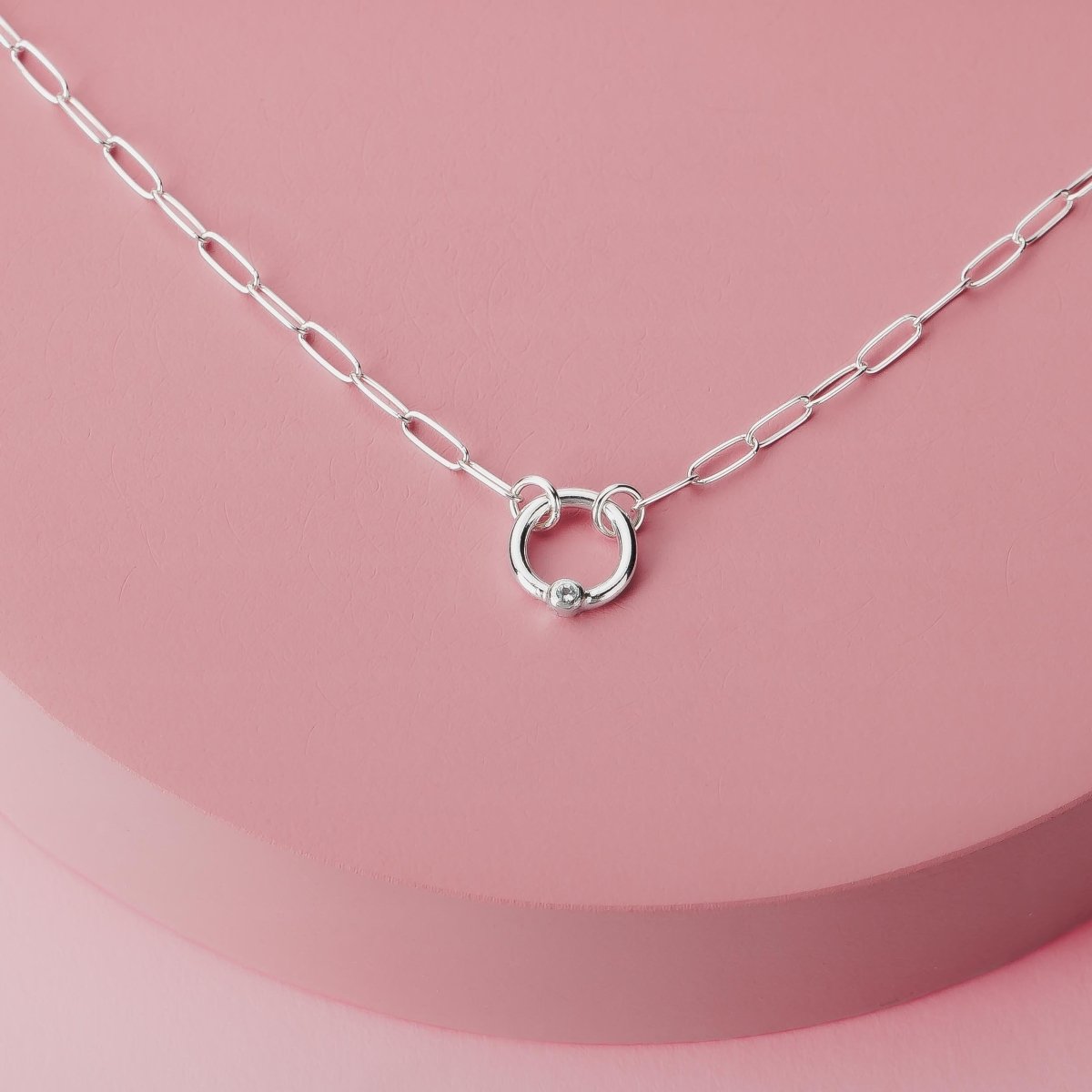 Paperclip Chain Diamond Orbit Necklace