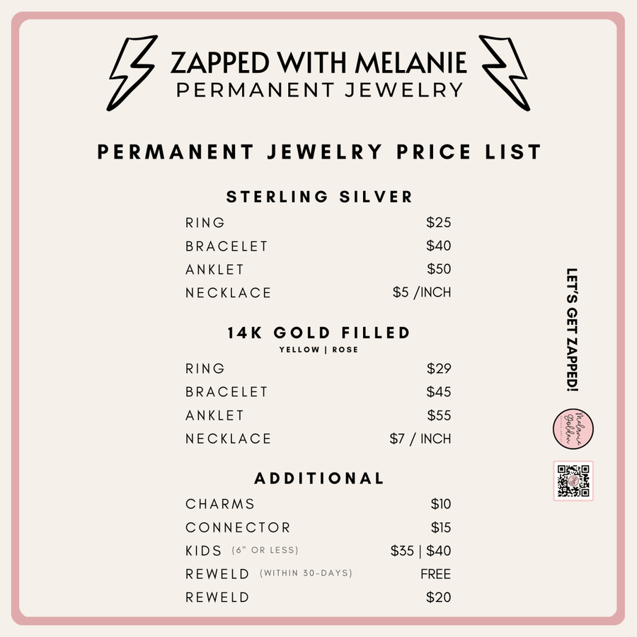 Permanent Jewelry Appointment - Melanie Golden Jewelry - appointments, permanent jewelry