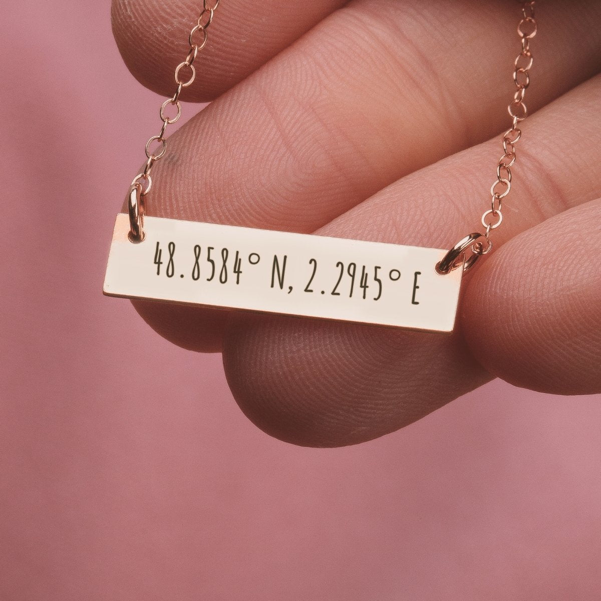 Personalized Coordinates Bar Necklace - Melanie Golden Jewelry - bar necklaces, bestseller, bridesmaid, Engraved Jewelry, love, motherhood, necklace, personalized, personalized necklace, VALENTINES, wedding, wedding party