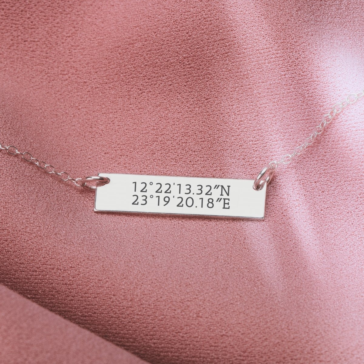 Personalized Coordinates Bar Necklace - Melanie Golden Jewelry - bar necklaces, bestseller, bridesmaid, Engraved Jewelry, love, motherhood, necklace, personalized, personalized necklace, VALENTINES, wedding, wedding party